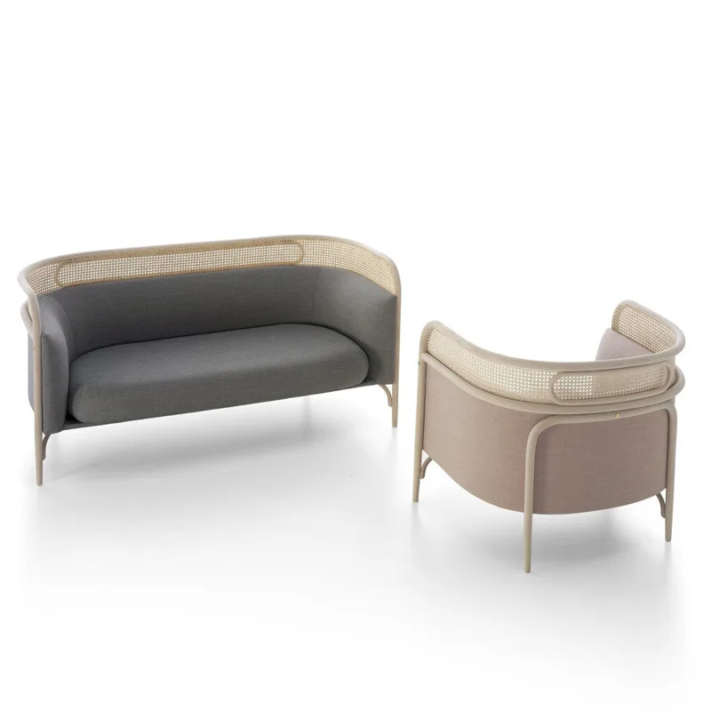 New Chinese sofa outdoor real rattan courtyard rattan villa rattan chair combination model   small apartment living room