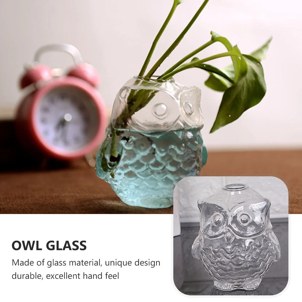 

2Pcs Decorative Glass Vase Owl Inspired Cat Pattern Flower Vase for Hydroponic Plants Home Garden Room Office Decoration