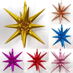 3/5pcs 22inch 4D Siamese Explosion Star Balloons for Christmas Wedding Party Supplies Water Droplet Starburst Cone Foil Balloon