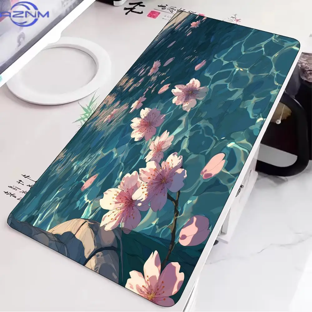 Beautiful Anime Flowers Mouse Pad Large Rubber Anti-slip PC Desk Accessories Mousepad for Office & Gamer Keyboard Mats Decor Mat