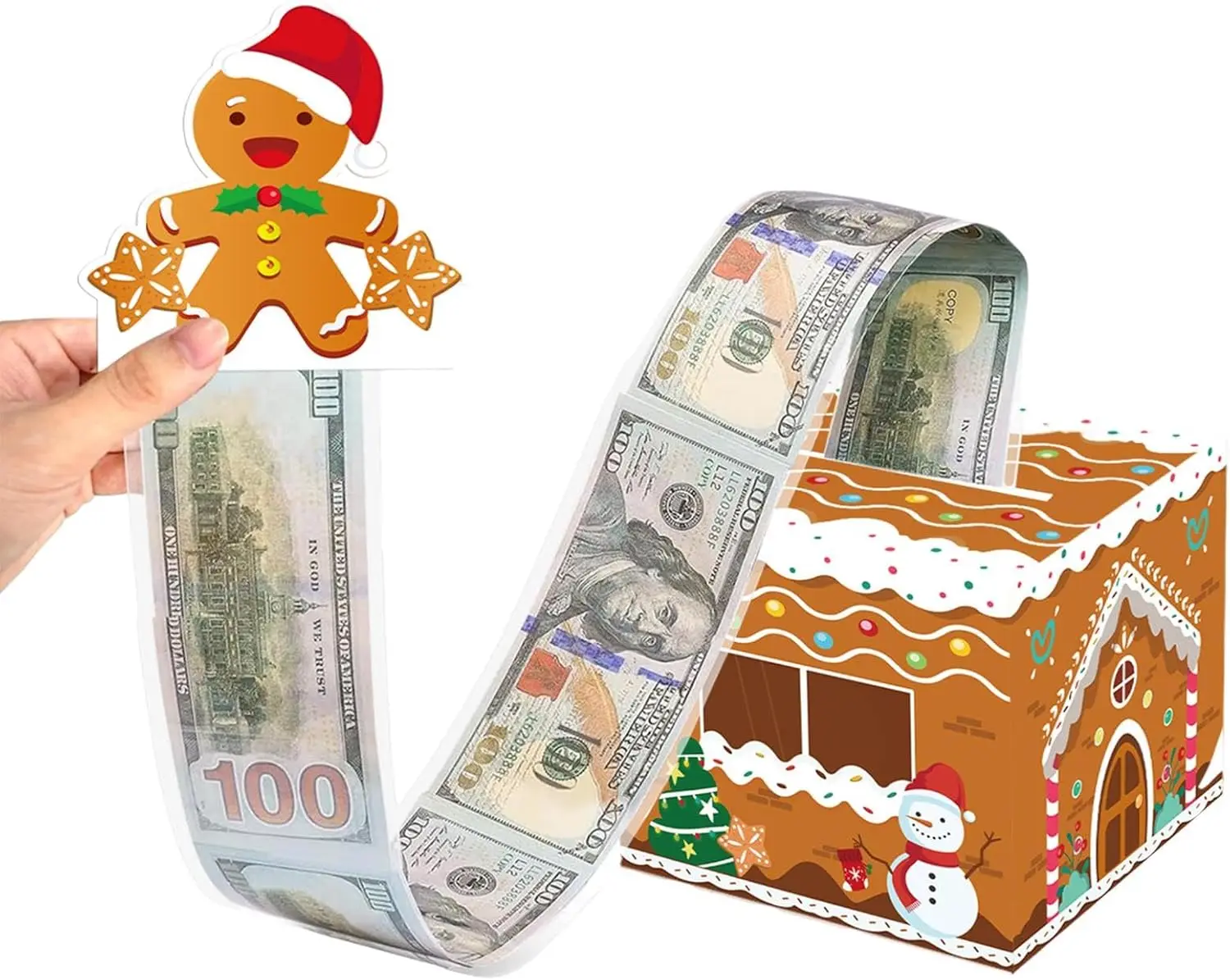 مجموعة هدايا شجرة سانتا كلوز للحفلات DIY صندوق مفاجأة لاستخراج حقيبة الأوراق النقدية بالدولار الأمريكي