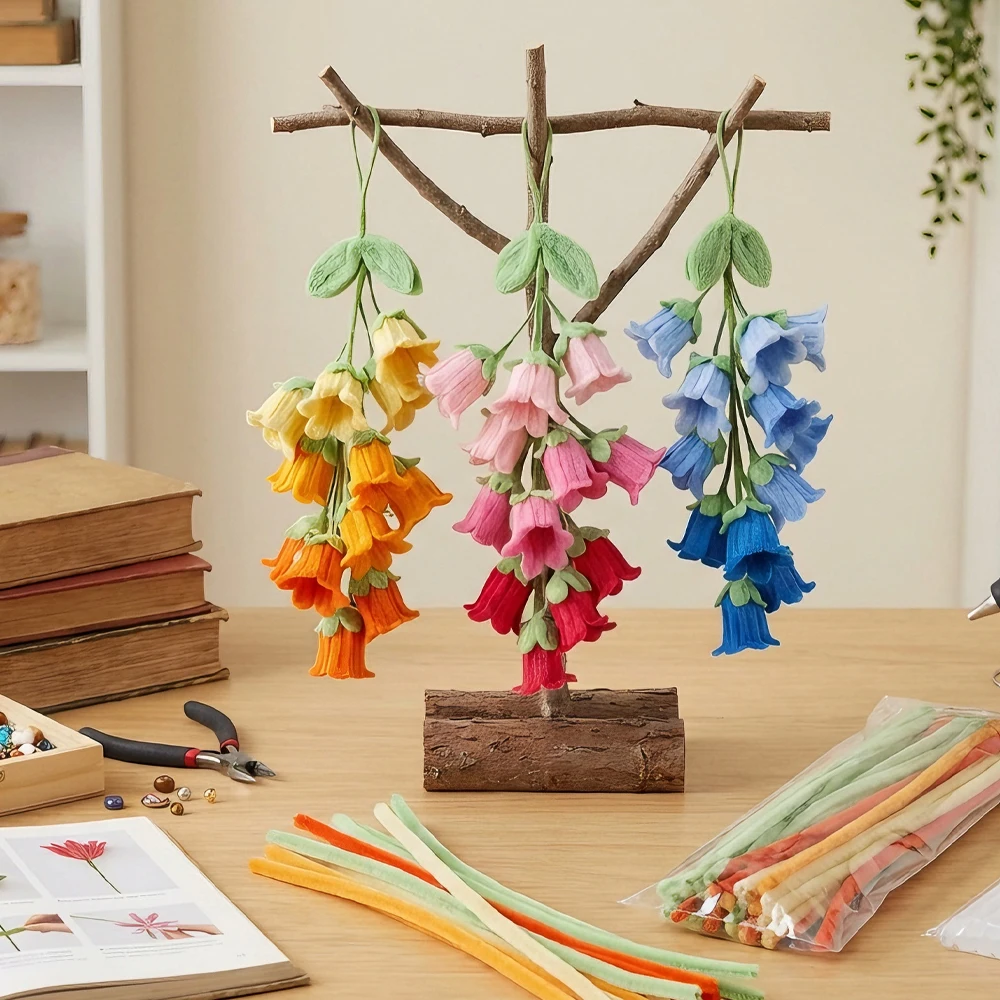 3 Colors Handmade DIY Pipe Cleaner Bouquet Kit Gradient Lily of the Valley Flowers Home Decor Craft Handmade Material Kit view 3