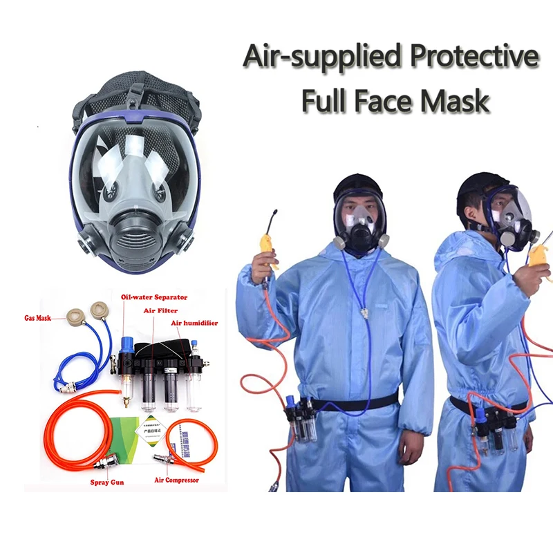 Industrial Respirator System 6800 Full-Face Mask Four-In-One Functional Air-Supply Work Gas Mask for Protection