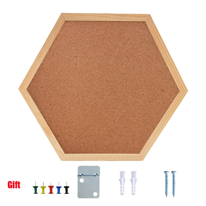 Office Teaching Hexagonal Cork Nail Board Decoration Mobile Hanging Message Board Picture Display Announcement Attachment File