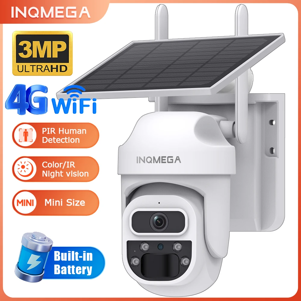 

Inqmega 3mp Solar Security Camera 4g Sim Outdoor Solar Camera Wifi Wireless 5w Solar Panel Powered Camera Pir Motion Detection