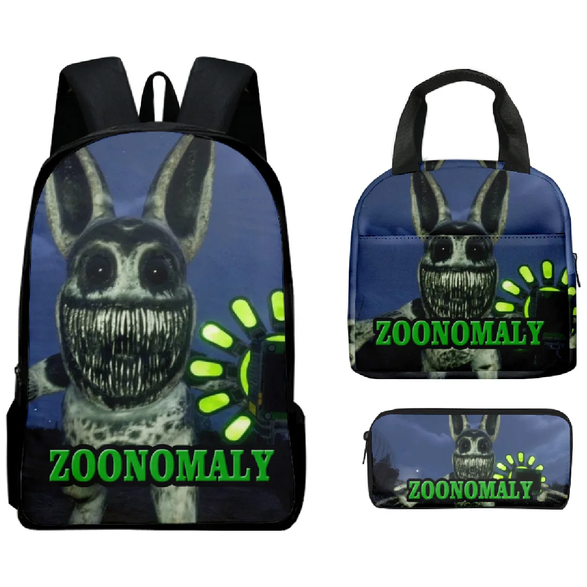 Hip Hop Popular Peculiar Funny Zoonomaly 3D Printed 3pcs/Set pupil School Bags Laptop Daypack Backpack Lunch bag Pencil Case