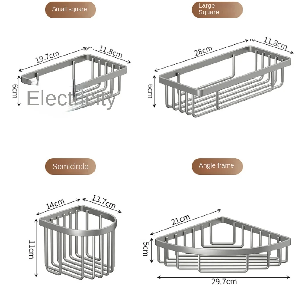 No Drill Shower Shelf New Punch-Free Bathroom Accessories Bathroom Shelf Aluminum Alloy Toilet Rack Home