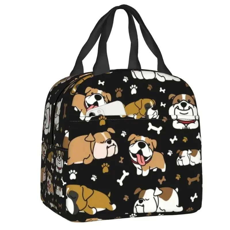 French Bulldog Flowers Thermal Insulated Lunch Bag Women Frenchie Dog Lover Lunch Tote for Work School Travel Food Bento Box