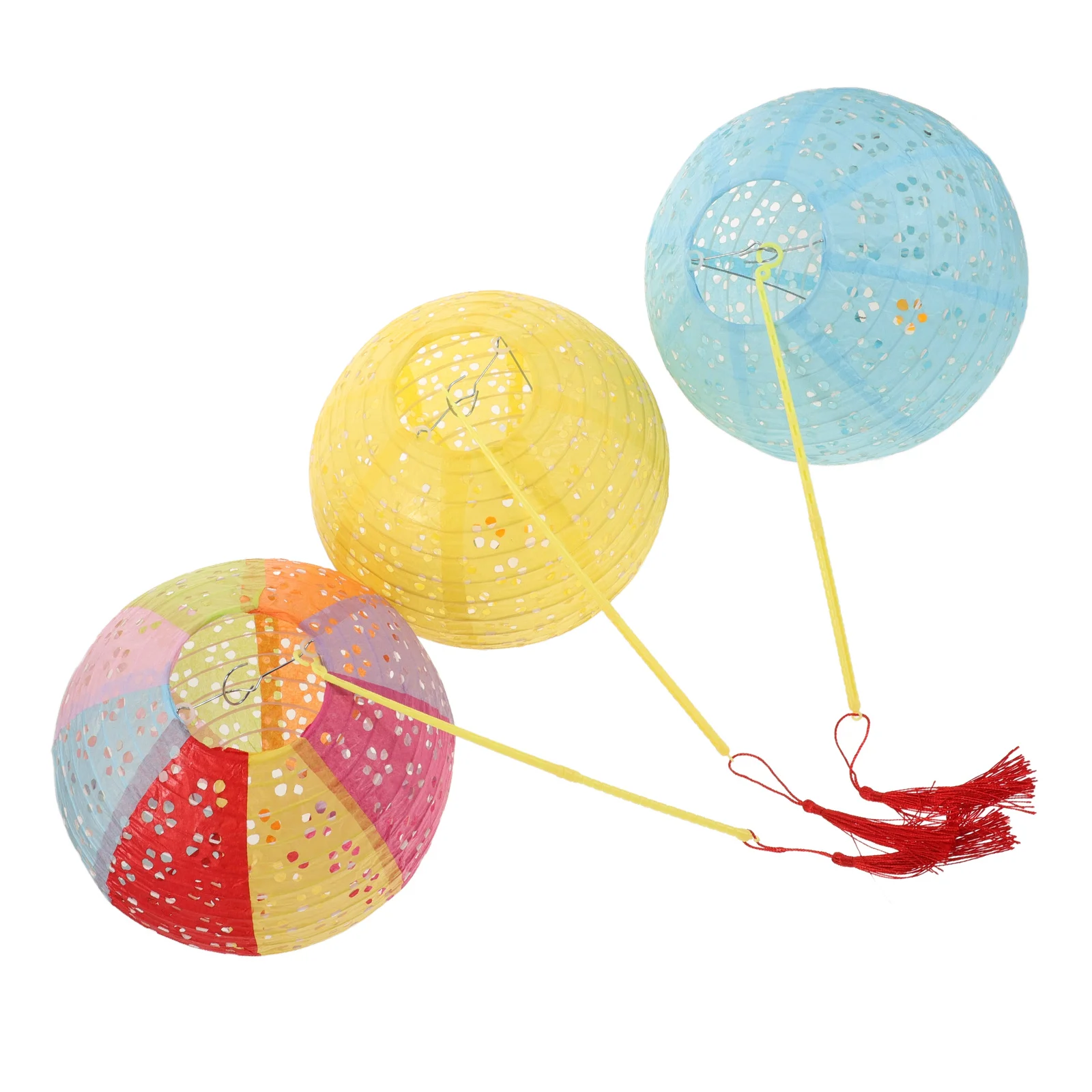 

3Pcs Festival Paper Lantern Creative Round Shape Pierced Wedding Party Home Decoration Creative Lantern Hollow