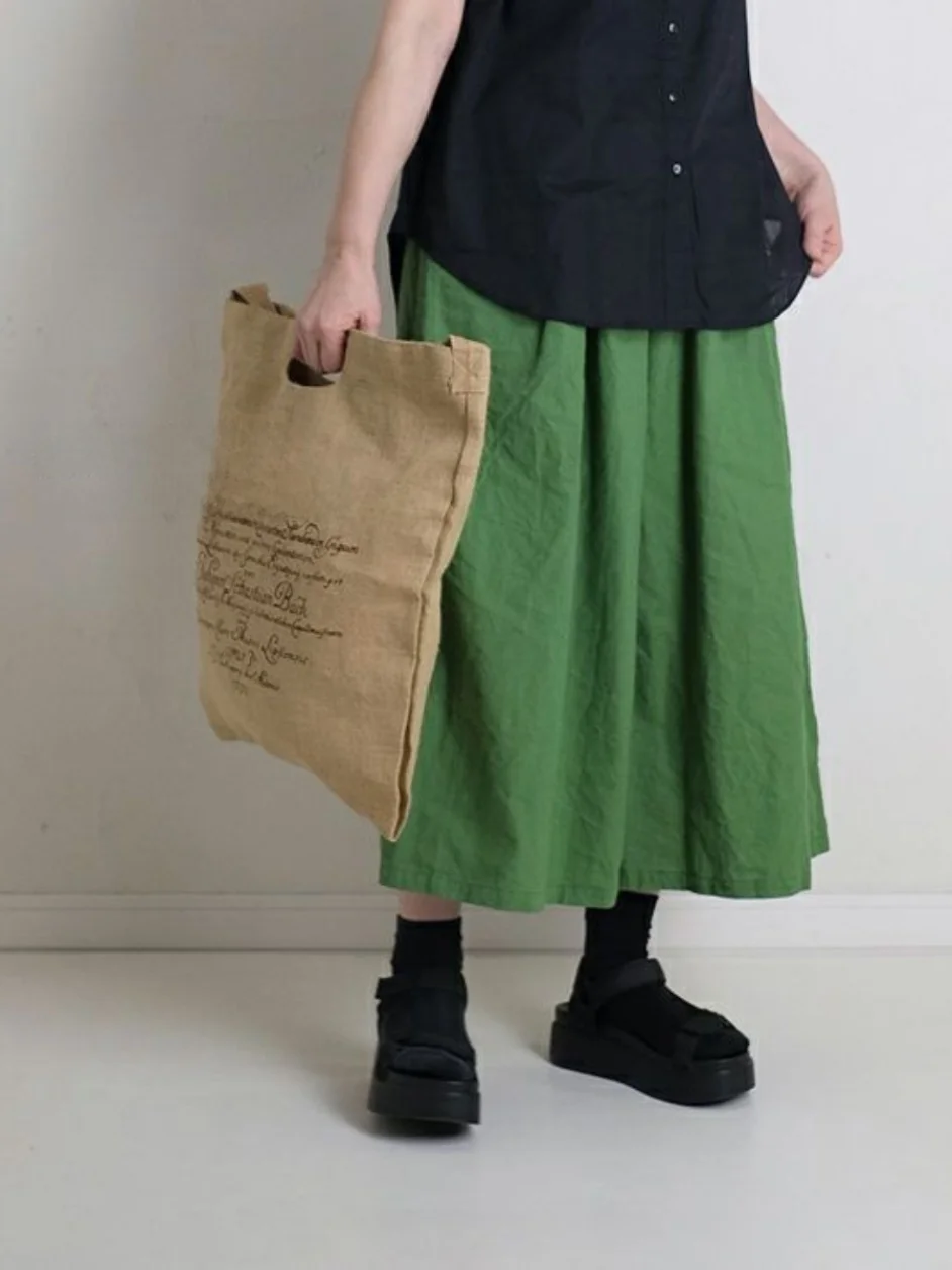 Hochgeschnittene Weite Hose aus Baumwolle und Leinen, Locker Sitzende Freizeithose mit Großen Taschen, Koreanischer Stil, Elegante Pendlerhose