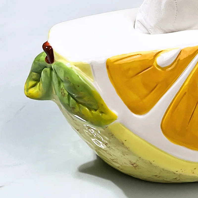 Factory Direct 2026 Ceramic Lemon Tissue Box Ornament Elegant and Practical Home Decor