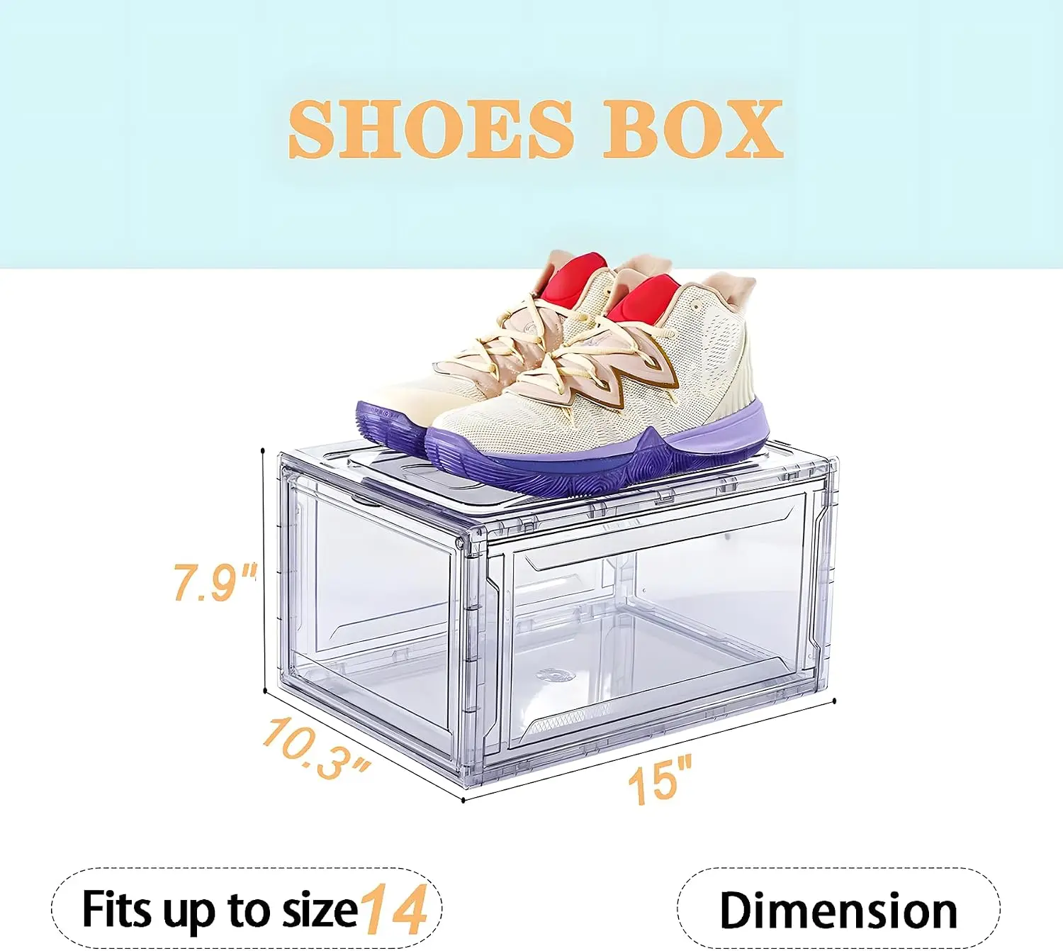 12 Pack Acrylic Clear Shoe Boxes– Ultra Clear Plastic Stackable Sneaker Storage For Sneakerhead. Professional Grade Shoe Display