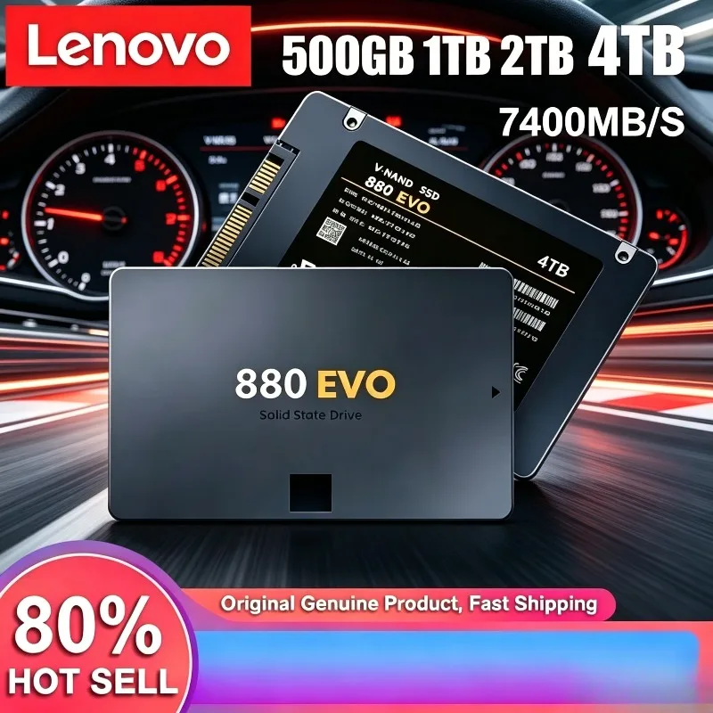 

Внешний твердотельный накопитель Lenovo 880EVO для ноутбука, 4 ТБ, интерфейс SATA3, портативный, для внутреннего использования