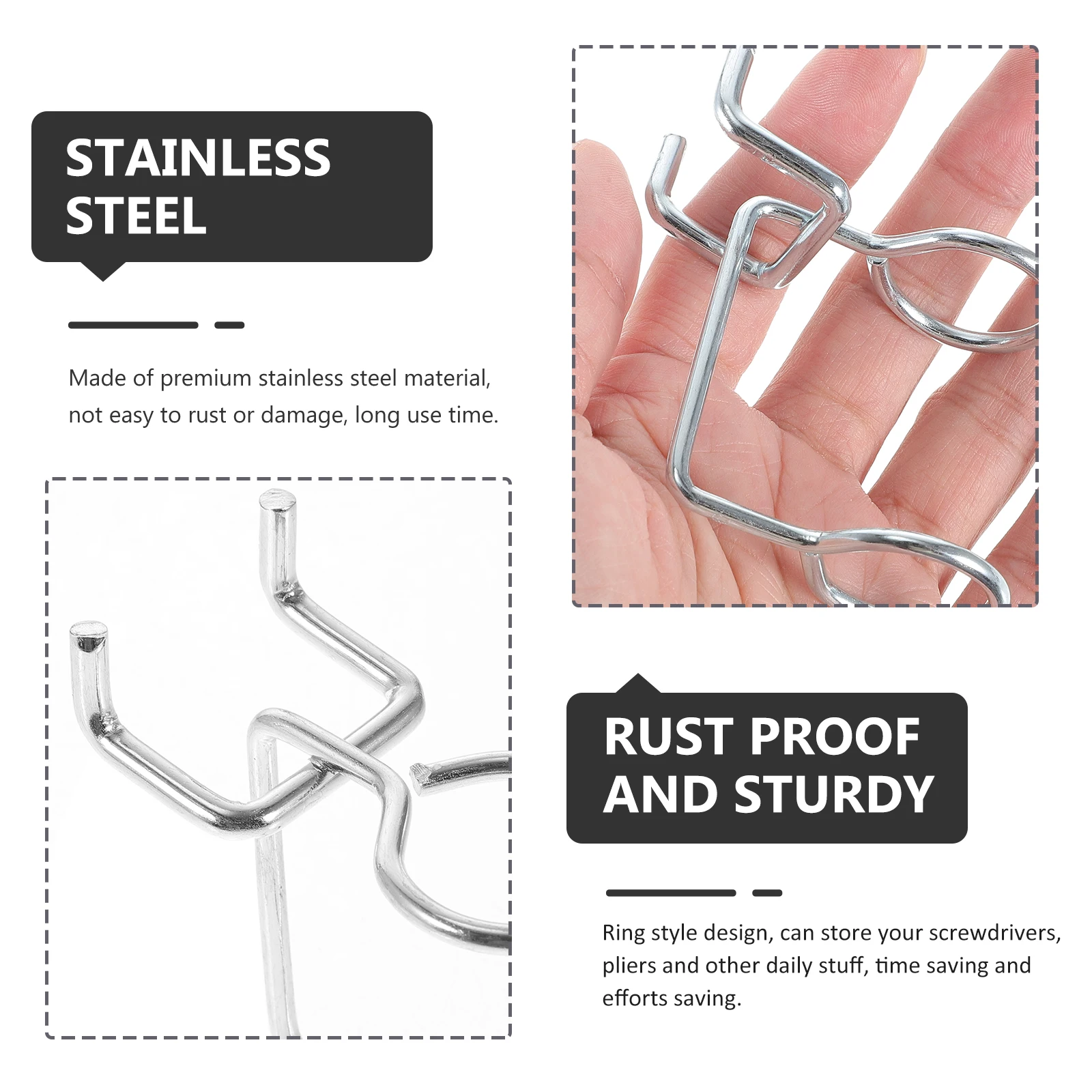 

20 pcs Double-Ring Tool Holder For Screwdrivers Pliers Pegboard Wall Organizer Iron Multi-Tool Rack Garage Storage