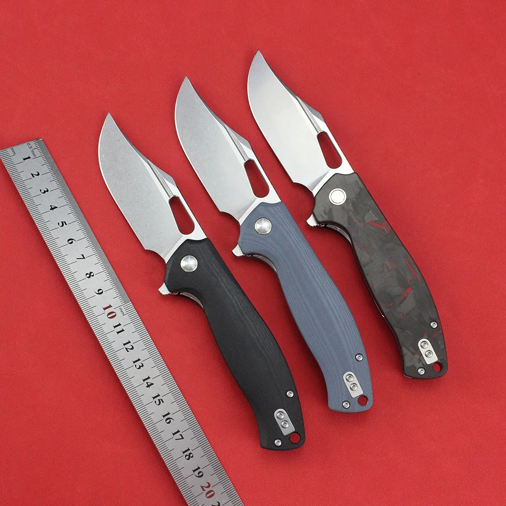 

T0050 EDC Folding Knife Carbon Fiber Handle 14C28N Blade Ball Bearing Flipper Outdoor Knives Tactical Survival Pocket Knife Tool