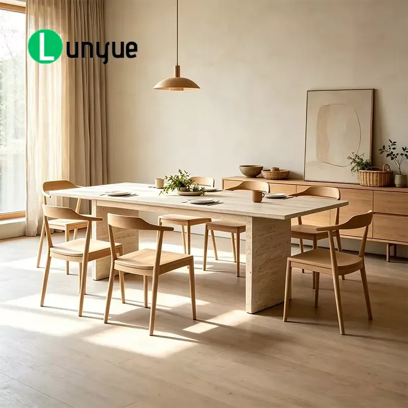 Custom Natural Limestone Dining Table 76cm High Round Edge Double Countertop Modern Australian Coastal Style Furniture for