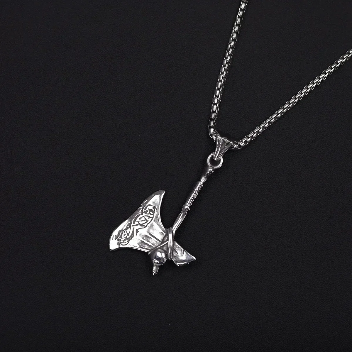 Norse Viking Jewelry for Men Women, Vintage Thor Hammer/Thor Axe/Raven/Odin Necklace Plated Stainless Steel Pendant Chain