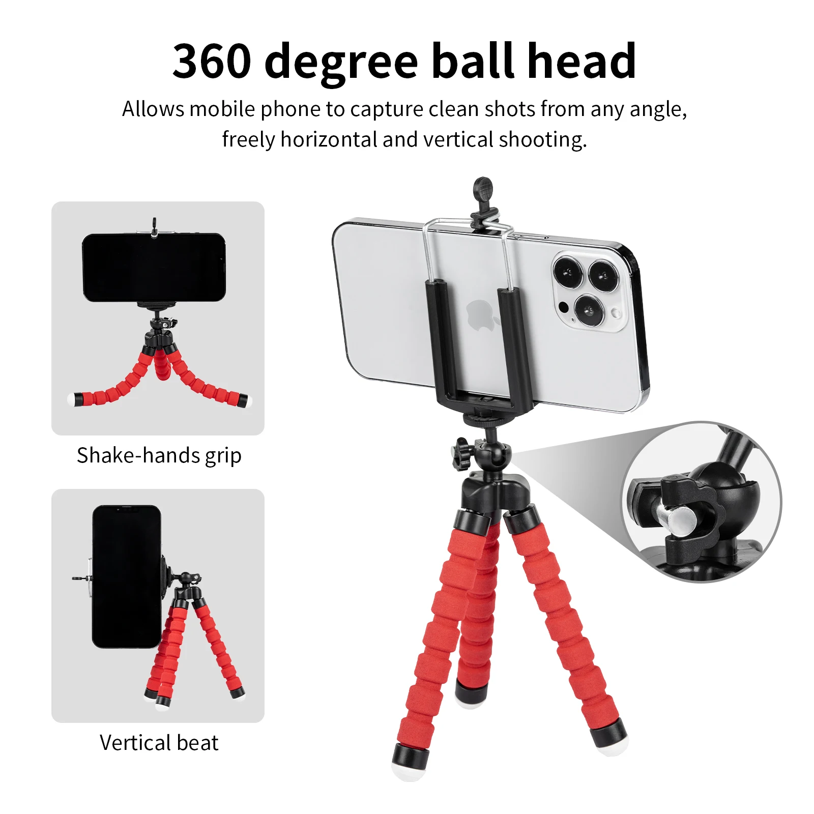 Treppiede Selens Spugna flessibile Polpo Mini treppiede per fotocamera regolabile per supporto per telefono Supporto per clip per IPhone Xiaomi Huawei Ipad