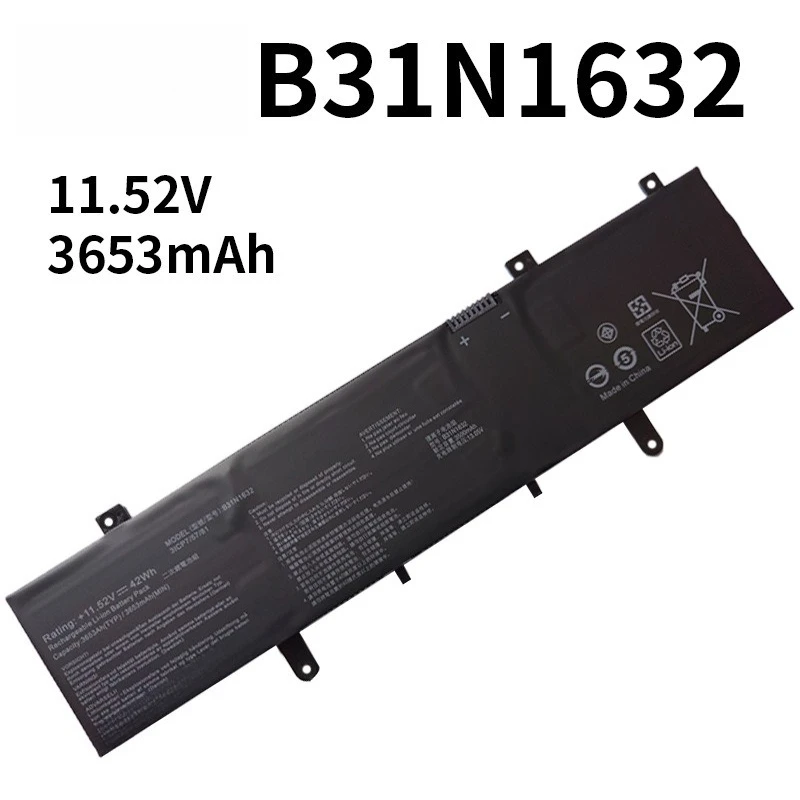 11.52V 3653mAh B31N1632 High Density Laptop Battery For ASUS ZenBook X405U S4000U S4100U Overcharge Protection Stable Output