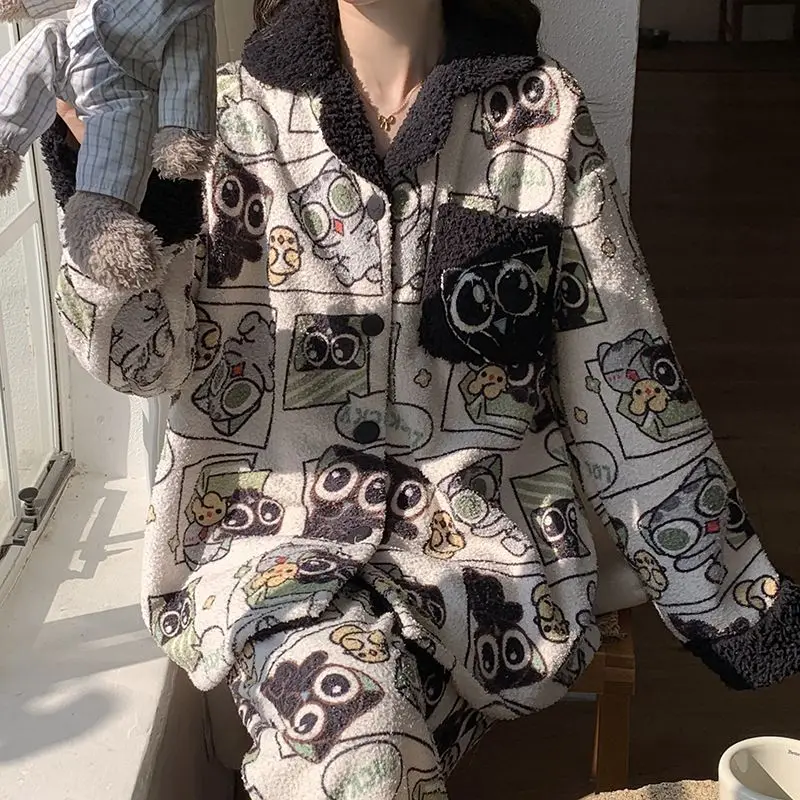 

Luo Xiaohei's War Chronicles Anime Peripheral Thick Cartoon Pajamas Luo Xiaohei Home Cardigan Winter Pajama Set