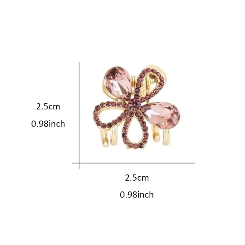 Lila Kristall Strass Blume Haar Grip High-end Top Clip Mini Side Bang Clip Prinzessin Haar Clip frauen haar Zubehör – Detail 2