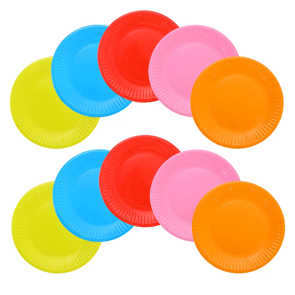 

50 Pcs Cake Pan Child Paper Plates Easter Compostable Utensils Color for Parties