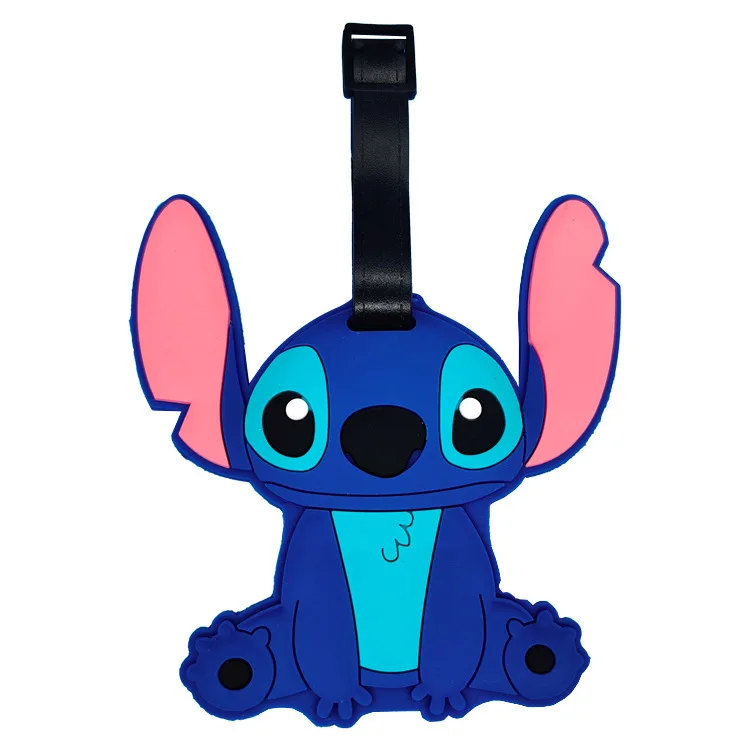 Disney Stitch-etiqueta de equipaje de viaje para niños, Soporte para tarjeta de identificación de maleta, dibujos animados de Mickey Mouse y Minnie,