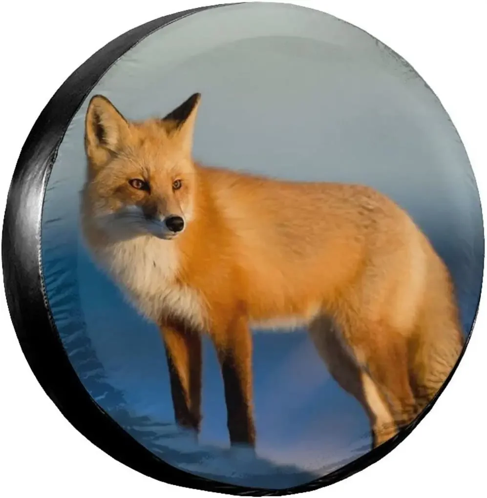 Christmas Decorations Morning Sunrise Red Fox Spare Tire Covers Polyester Universal Waterproof Sunscreen Wheel Covers for  T