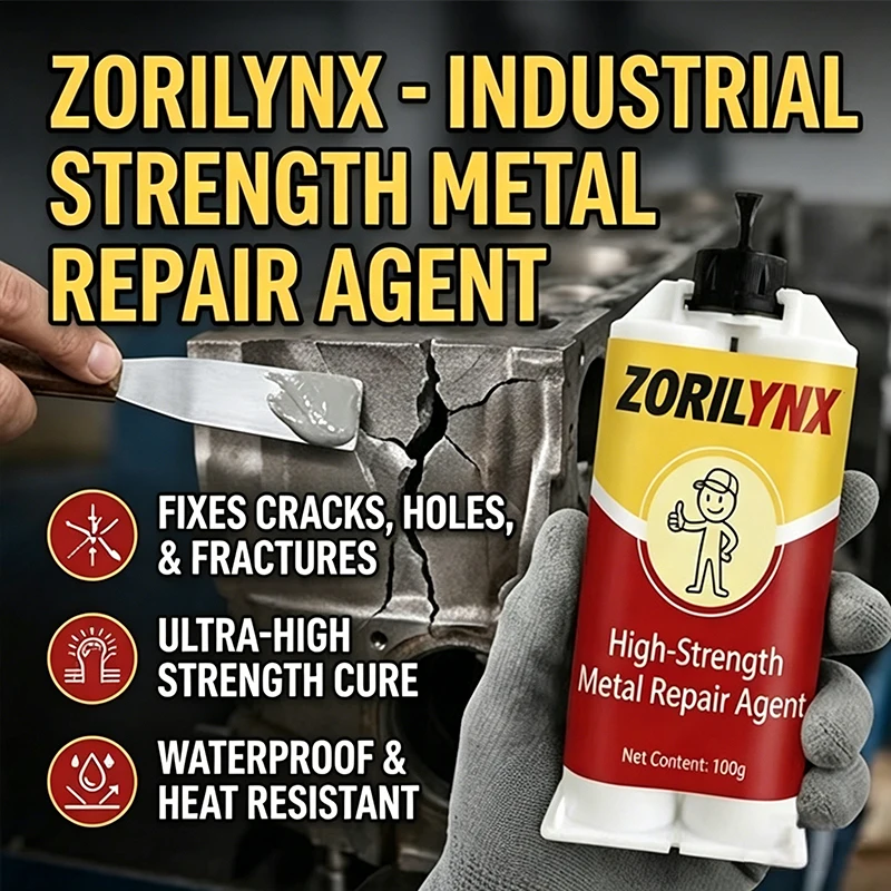 High Strength Metal Repair Agent Casting Glue Heat Resistance Cold Weld Glue for Iron Steel Crack Leakage Repair ZORILYNX 100g