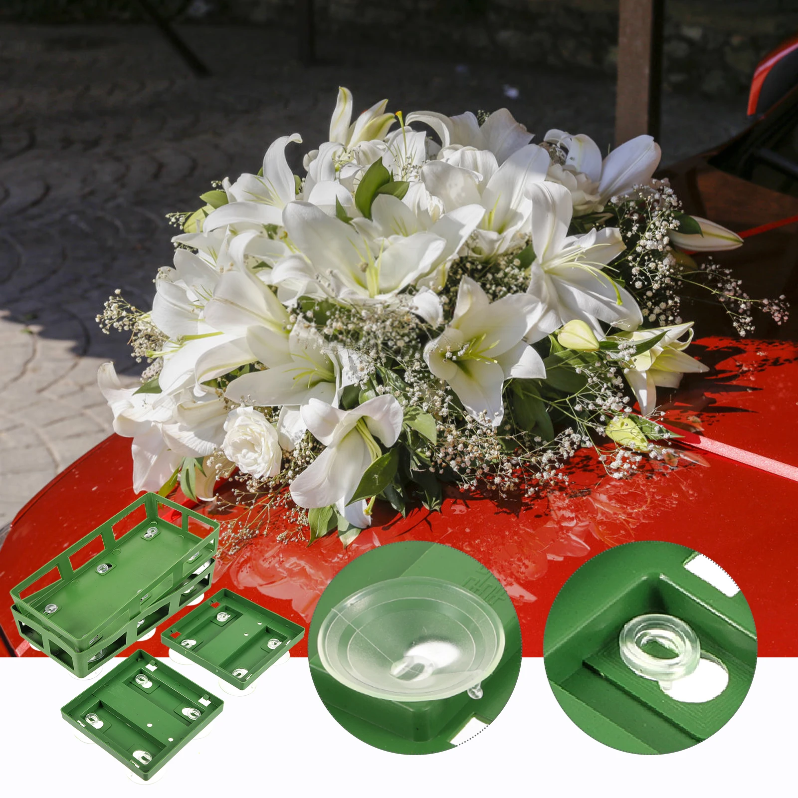 

4 Pcs Suction Cup Flower Mud Tray for Car Decor Wedding Floral Foams Disc Craft Non Deform Selected Material Garden Supplies
