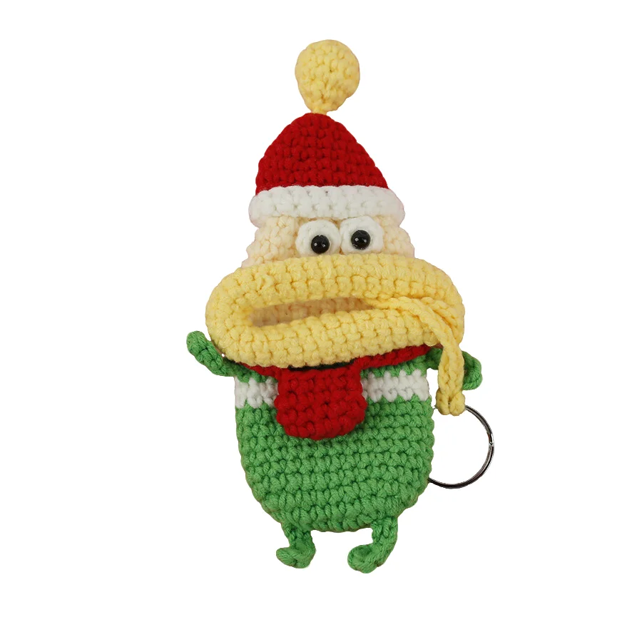 1. Keychains كروشيه مضحك الحياكة لطيف السجق الفم دمية حامل المفاتيح مفيدة حقيبة تخزين محبوك أقراط لمفاتيح السيارة