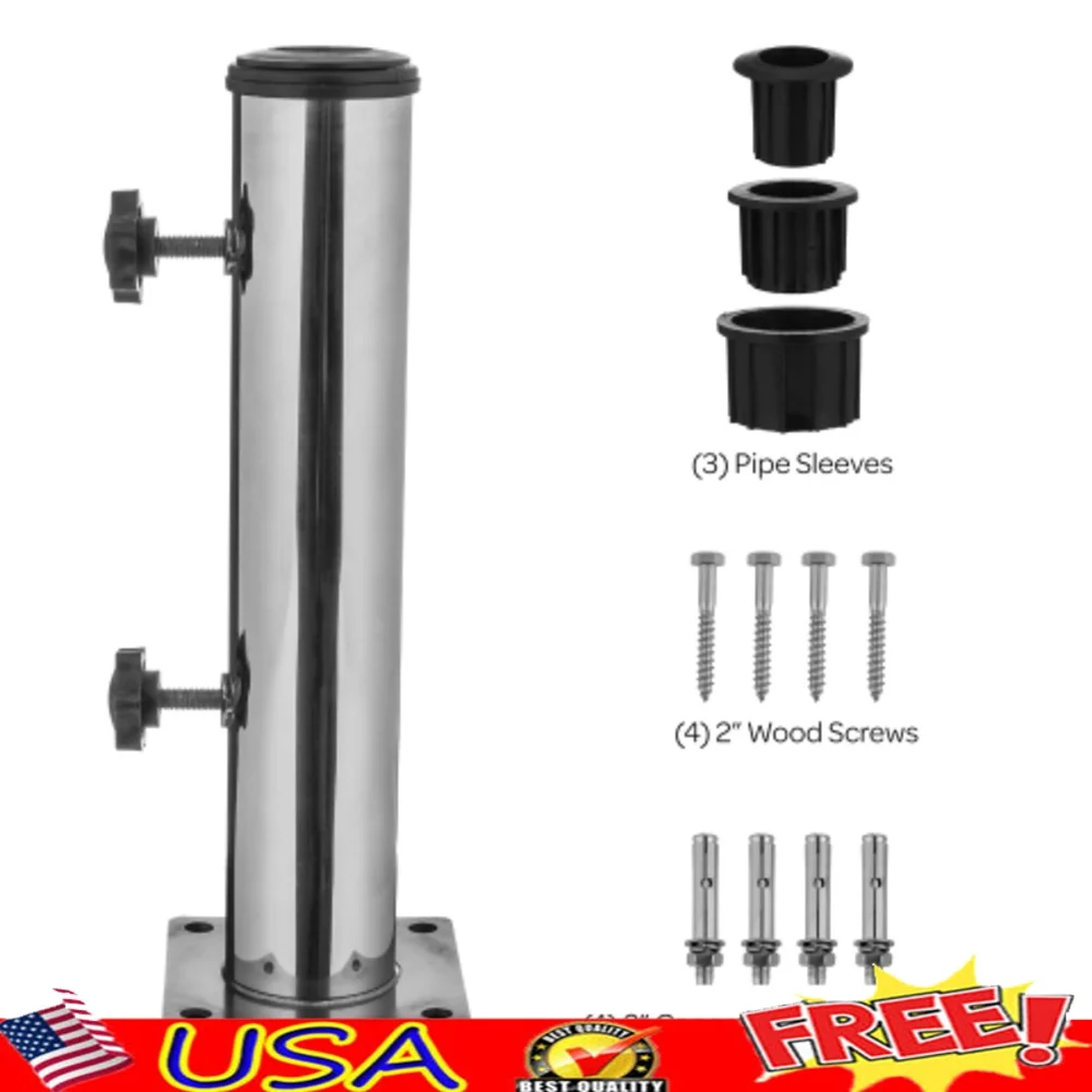 

Подставка для подземного зонта, регулируемое крепление из нержавеющей стали, столбы от 1,25 до 2,2 дюйма с фитингами из ПВХ для наружного использования