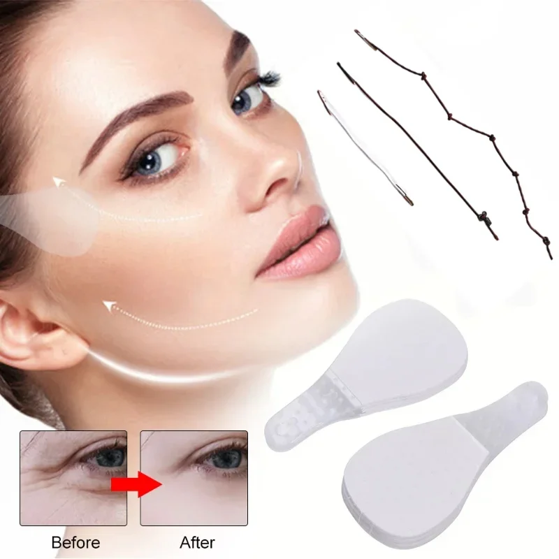 Cinta adhesiva de maquillaje Facial en V, adhesivo antiarrugas para el cuello, Invisible, transpirable, para estiramiento de la piel y la barbilla