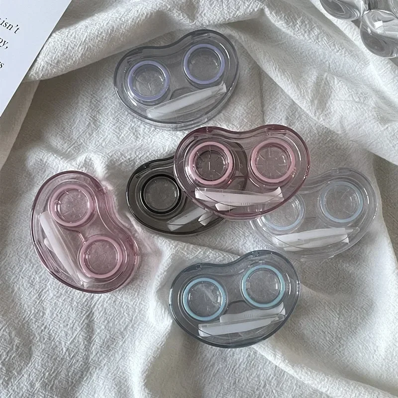 2pcs Contact Lens Case Portable Transparent Simple One-piece Companion Case Contact Lens Double Case No Need To Twist The Lid