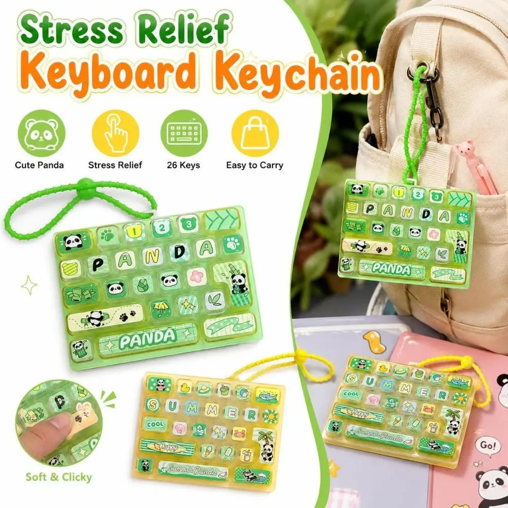 26-Key Fidget Keyboard Keychain Keycap Clicker Decompression Button Stress Relief Fidget Toy Hand Relax Mechanical Keyboard Toy