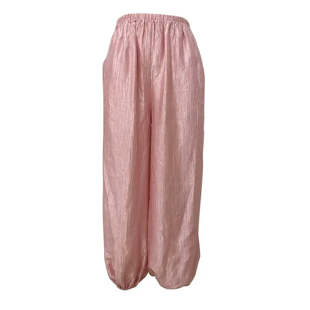 

New Loose Satin Lantern Pants High Waist Elegant High Waist Trousers Long Elastic Loose Ankle Pants Women