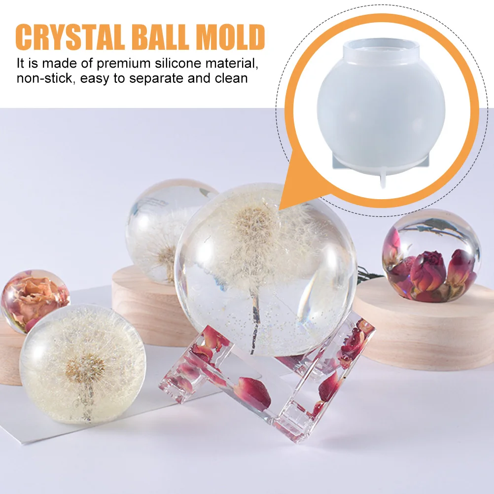 

2 Pcs Ball Mold Crystal Shape Molds LED Crafts Making Sphere Silicone Transparent DIY Mould
