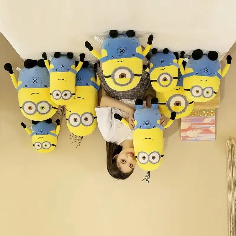 

Minionsed Movie Periphery Yellow Plush Bob Plush Stuart Stuffed Toys in Jeans Soft Pillow Decoration Children Birthday Gift