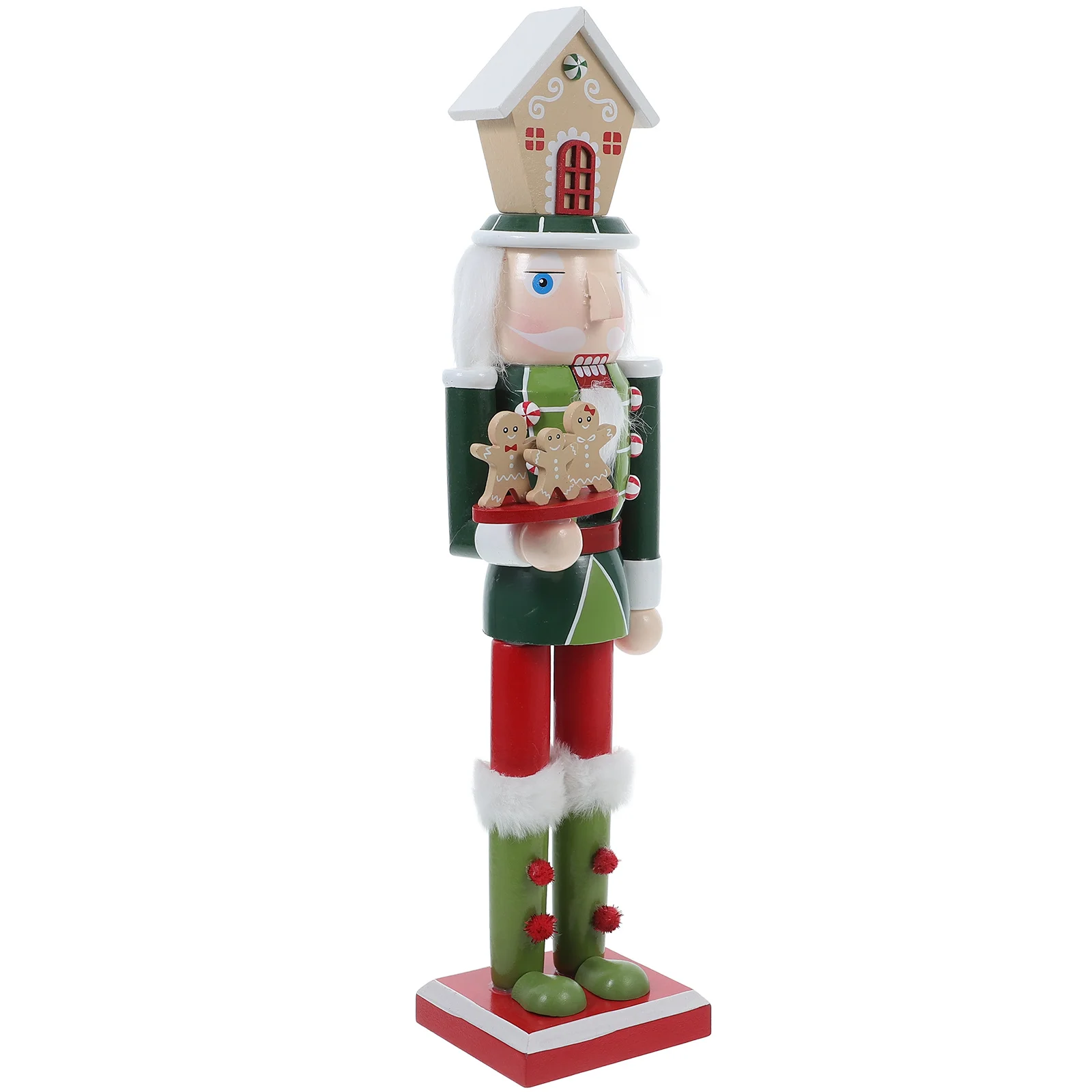 

Wooden Candy Gingerbread Nutcracker Christmas Shelf Decor Traditional Wood Nutcracker Craft Desktop Holiday Home Ornament