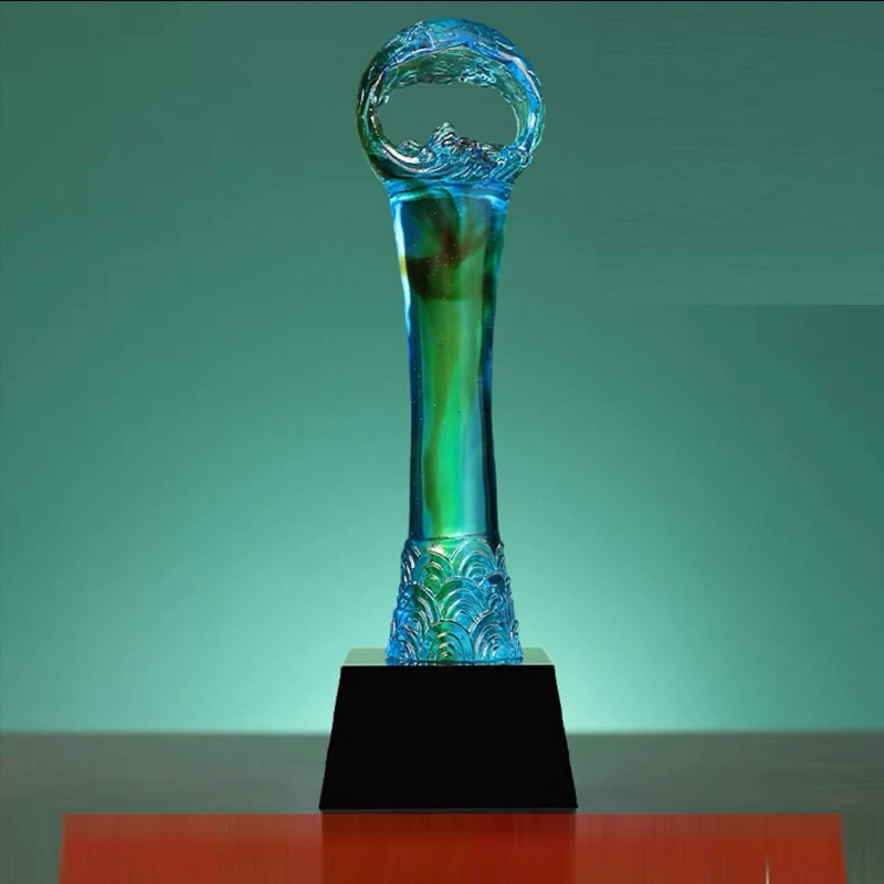 Customized High-end Colored Glaze Trophy, Employee Celebration Souvenir, Sports Annual Meeting Excellent Awards Decorations, 1Pc