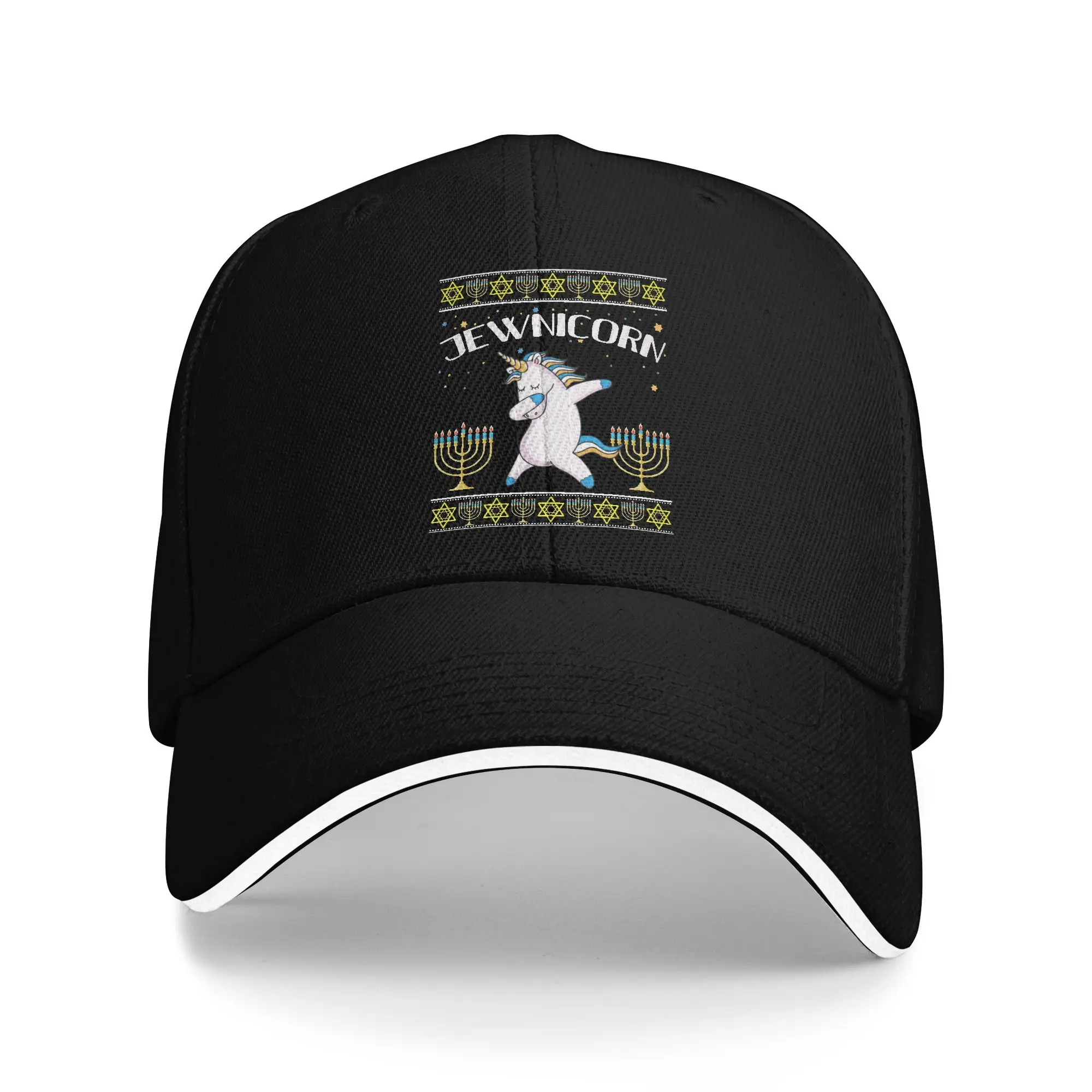 Jewnicorn Jewish Unicorn Hanukkah Christmas Baseball Caps Vintage  Sandwich Cap for Men Women Breathable Sun Cap Workouts