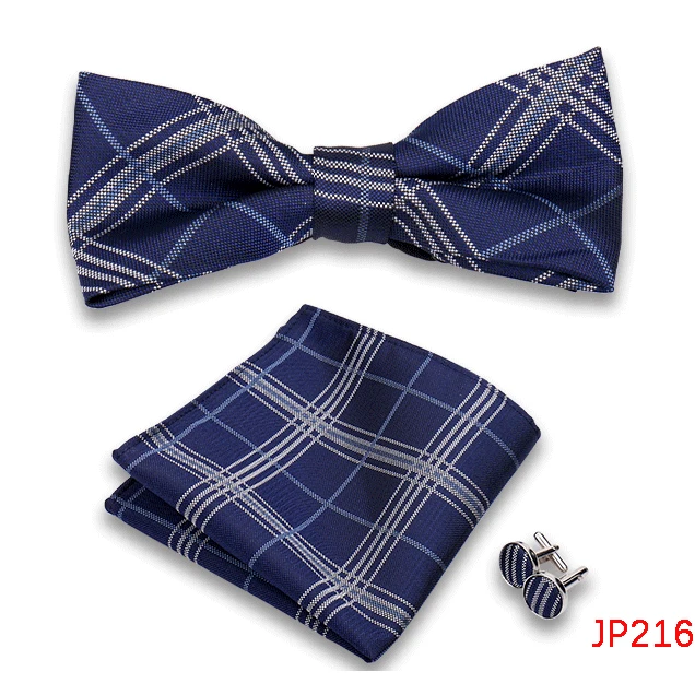 Klassische Herren Fliege Taschentuch Manschettenknöpfe Set Jacquard Fliege für Mann Hochzeit Business Schmetterling Knoten Geschenk Mann Zubehör – Detail 18