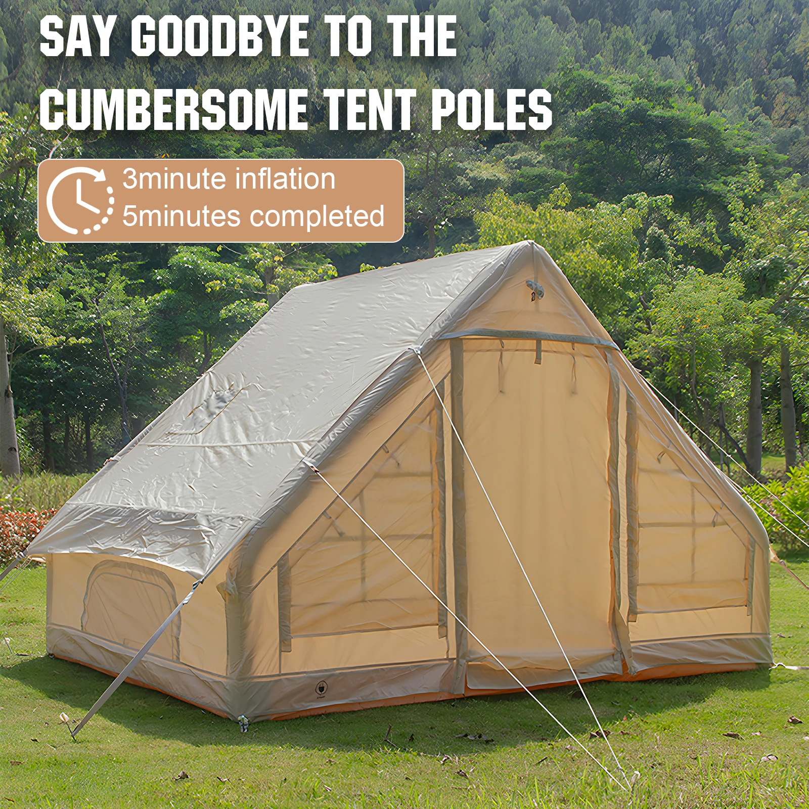 

4-6 Person House Air Family Tunnel Tent with Hand Pump Instant Glamping Camping Tents House Storage Bag for Adults Travel Hiking
