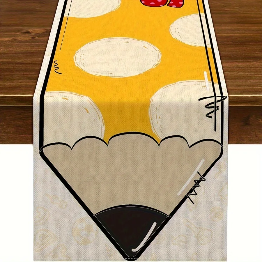 1 Piece of School-Themed Table Runner, Suitable for Farmhouse, Indoor, Kitchen, Celebrations, Table Decoration, Restaurant and Banquet Decoration Supplies