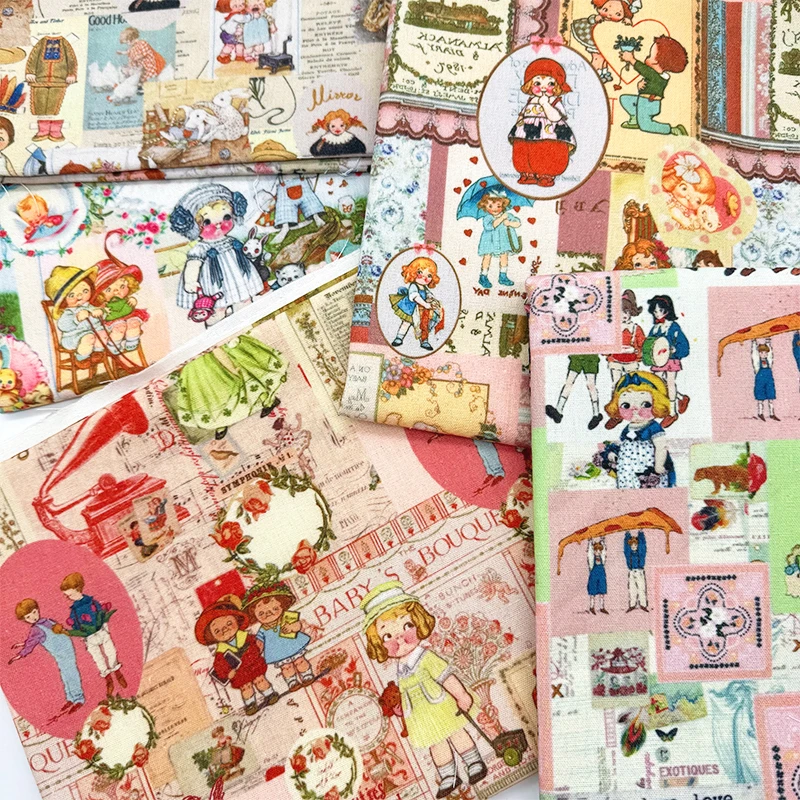 

Американская ткань с мультяшным принтом, зашифрованная хлопковая льняная ткань, декоративная скатерть, занавеска, сделай сам, ткань ручной работы, голова на метр