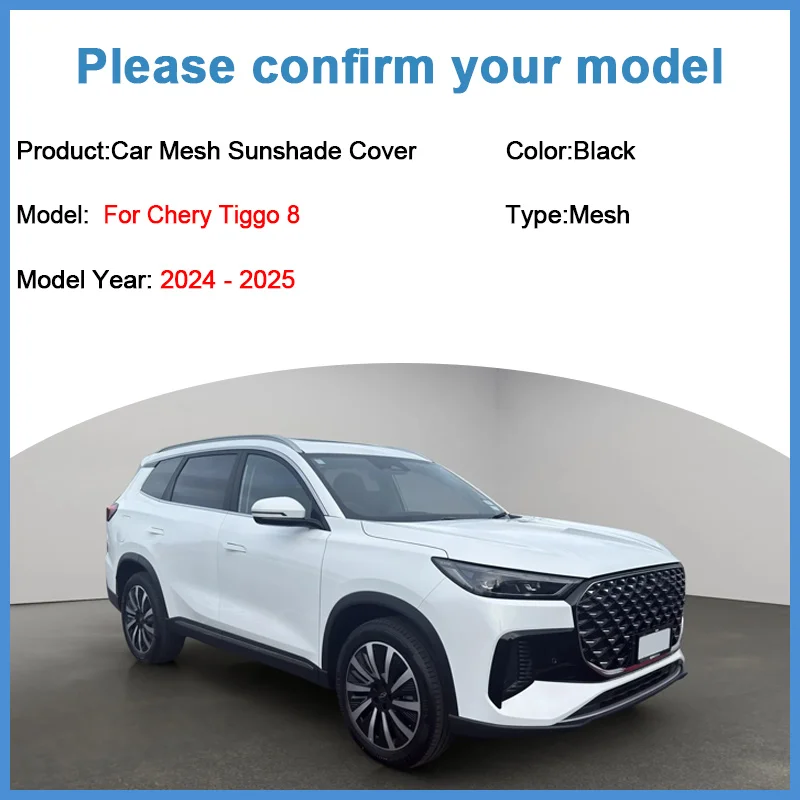 Car Mesh Sun Visor For Chery Tiggo 8 Pro Max 2024 2025 Export Version Windshield Cover Curtain UV Blocking Sunshade Accessories