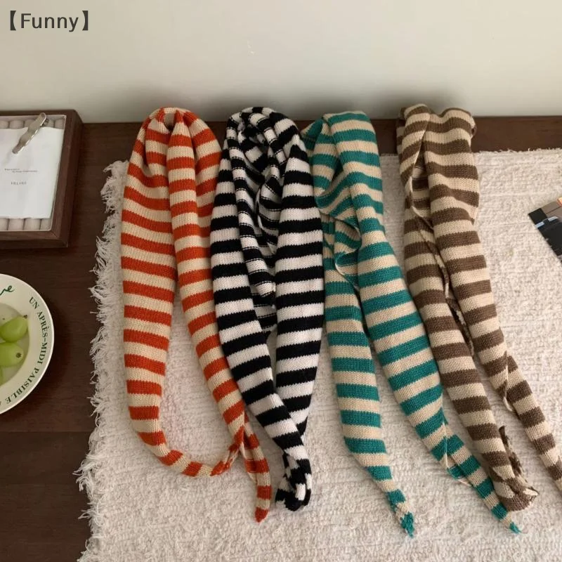 [مضحك] الخريف الشتاء وشاح شال شتاء دافئ لينة محبوك مخطط مثلث وشاح سيدة الموضة الأوشحة الحجاب هدايا عيد