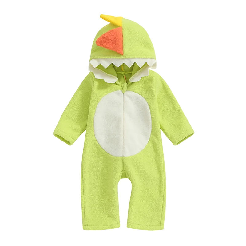 Lovely Infant Baby Kids Cartoon Dinosaur Hooded Romper Jumpsuit Layette Sets Halloween Cosplay Costume Clothes