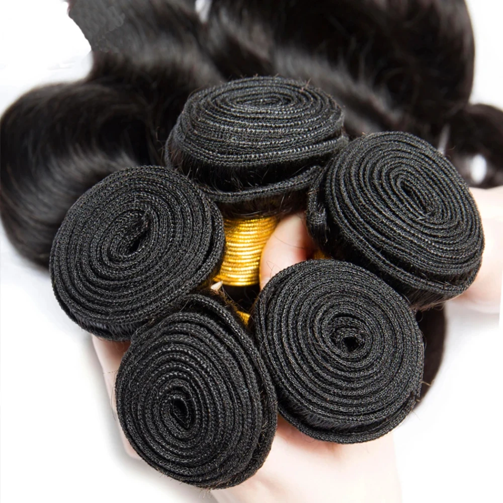 Extensions de cheveux humains brésiliens Body Wave, vierges Remy, non traités, double trame, noir naturel, doux, soyeux, lisses, pointes épaisses et volumineuses, 10-40 pouces, pour femmes, usage quotidien en salon