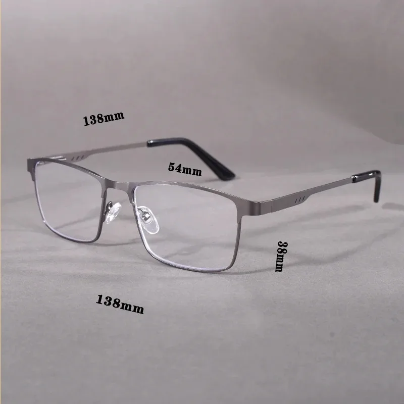Lesebrille für Herren mit Blaulichtfilter, Metallrahmen, Federscharnier, Presbyopie +0,75-4 Dioptrien Vergrößerungslinse – Detail 10